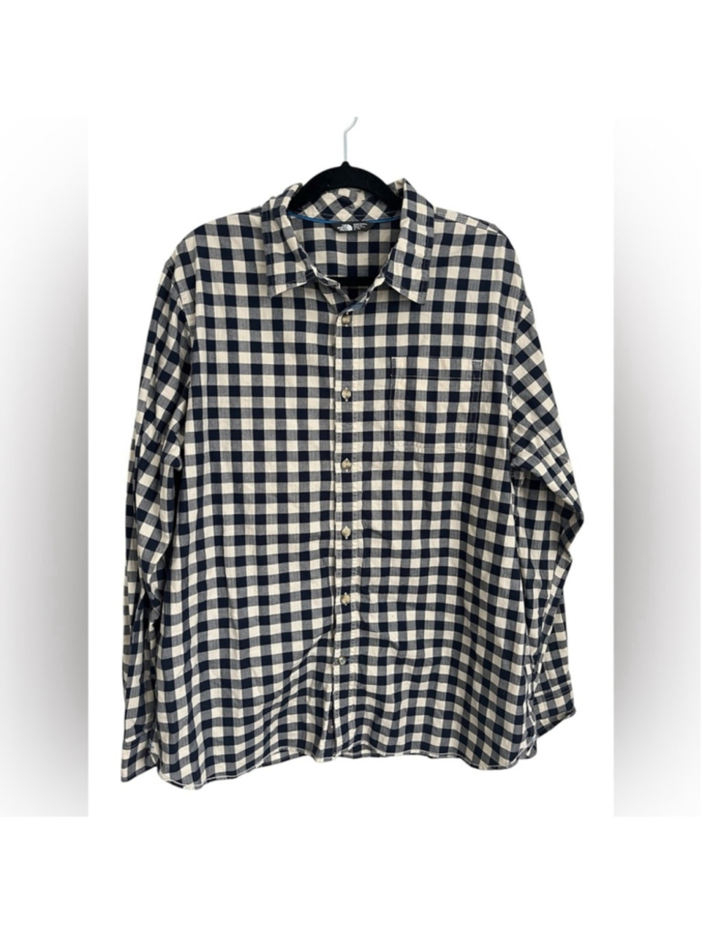 The North Face Men’s 100% Cotton Blue/White Plaid Longsleeve Button Up Shirt XL